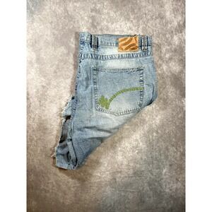 MISKEEN ORIGINALS Shorts‎ Size 42 Blue Paint Splatter Hip Hop Denim Y2K Baggy